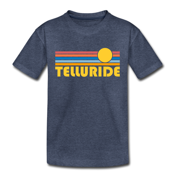 Telluride, Colorado Toddler T-Shirt - Retro Sun Telluride Toddler Tee - heather blue