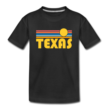 Texas Toddler T-Shirt - Retro Sun Texas Toddler Tee - black
