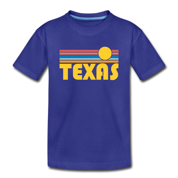Texas Toddler T-Shirt - Retro Sun Texas Toddler Tee - royal blue