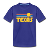Texas Toddler T-Shirt - Retro Sun Texas Toddler Tee - royal blue