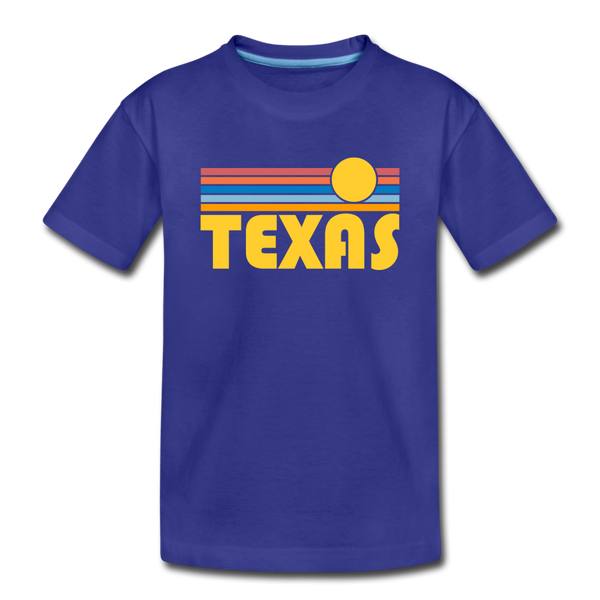 Texas Toddler T-Shirt - Retro Sun Texas Toddler Tee - royal blue