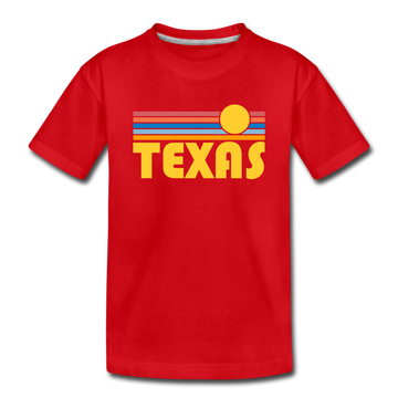 Texas Toddler T-Shirt - Retro Sun Texas Toddler Tee - red
