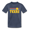 Texas Toddler T-Shirt - Retro Sun Texas Toddler Tee - heather blue