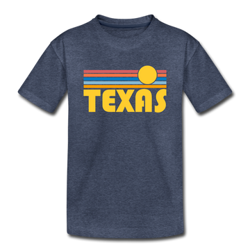 Texas Toddler T-Shirt - Retro Sun Texas Toddler Tee - heather blue