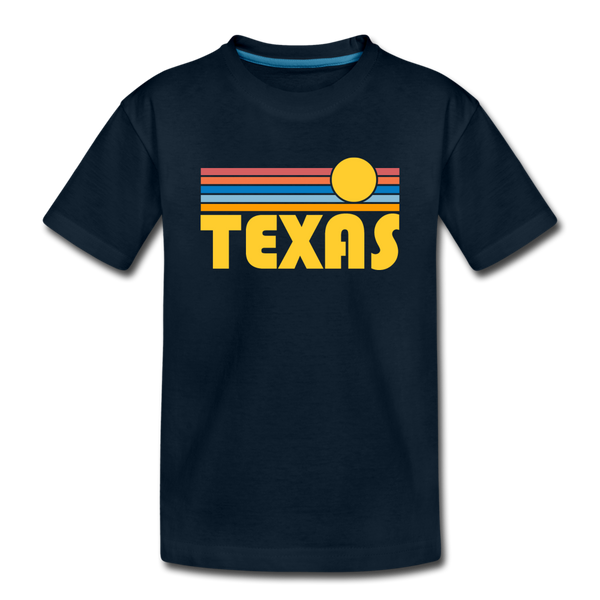 Texas Toddler T-Shirt - Retro Sun Texas Toddler Tee - deep navy