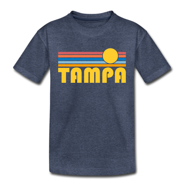 Tampa, Florida Toddler T-Shirt - Retro Sun Tampa Toddler Tee - heather blue