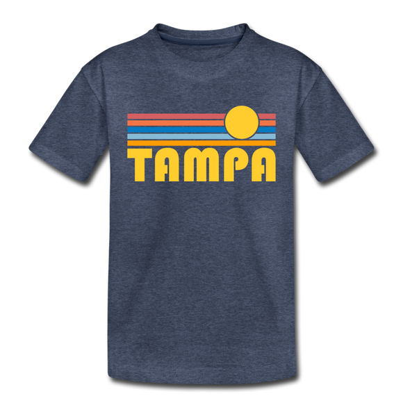 Tampa, Florida Toddler T-Shirt - Retro Sun Tampa Toddler Tee - heather blue