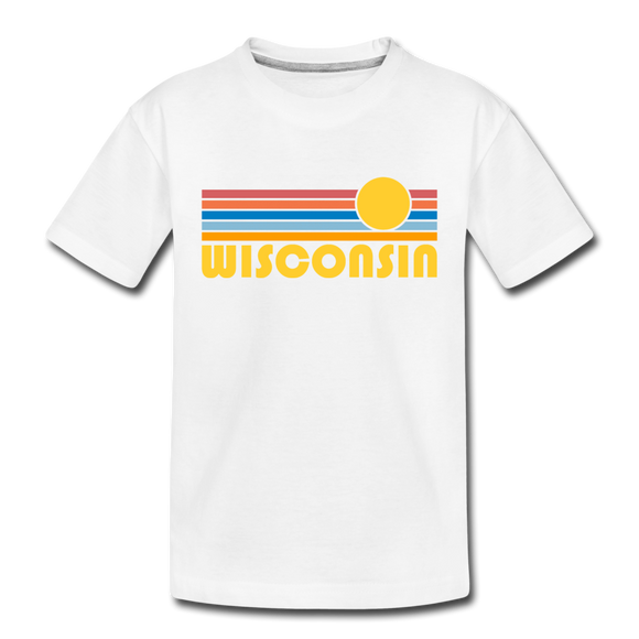Wisconsin Toddler T-Shirt - Retro Sun Wisconsin Toddler Tee - white