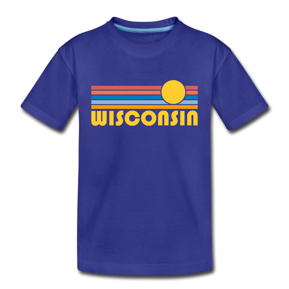 Wisconsin Toddler T-Shirt - Retro Sun Wisconsin Toddler Tee - royal blue