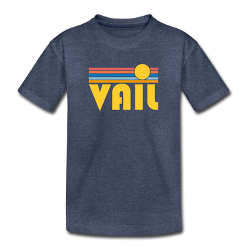 Vail, Colorado Toddler T-Shirt - Retro Sun Vail Toddler Tee - heather blue