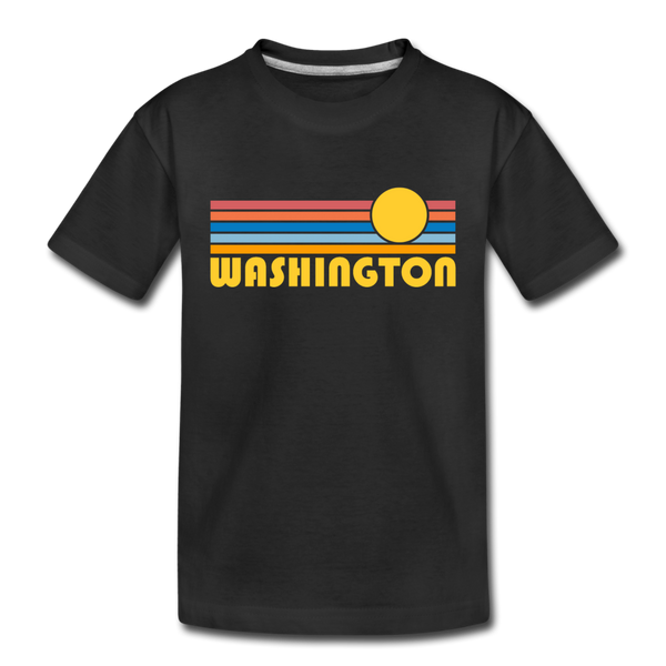 Washington Toddler T-Shirt - Retro Sun Washington Toddler Tee - black