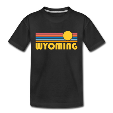 Wyoming Toddler T-Shirt - Retro Sun Wyoming Toddler Tee - black