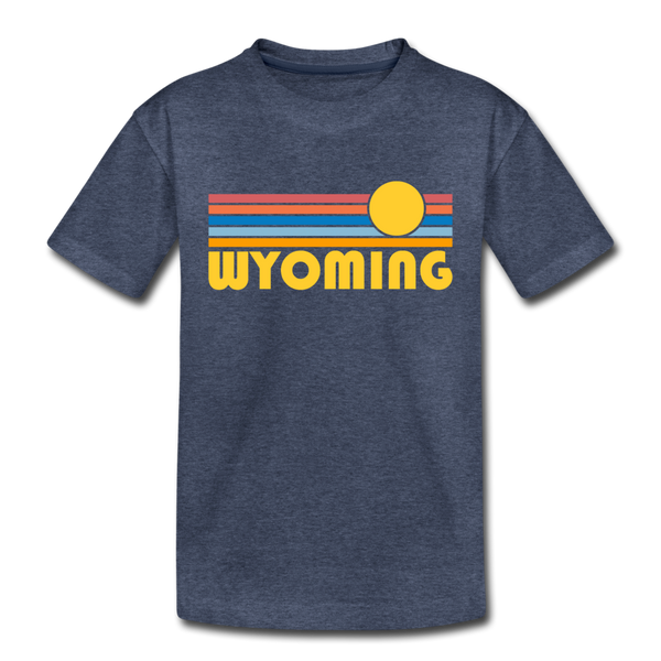 Wyoming Toddler T-Shirt - Retro Sun Wyoming Toddler Tee - heather blue