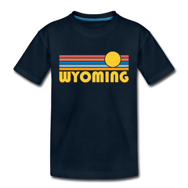 Wyoming Toddler T-Shirt - Retro Sun Wyoming Toddler Tee - deep navy