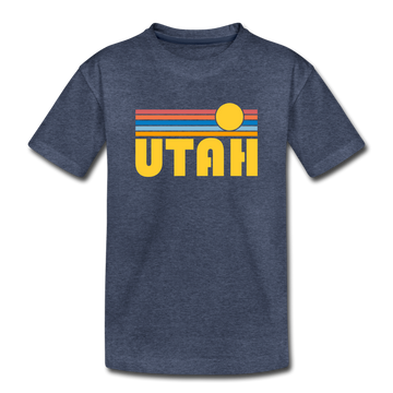 Utah Toddler T-Shirt - Retro Sun Utah Toddler Tee - heather blue