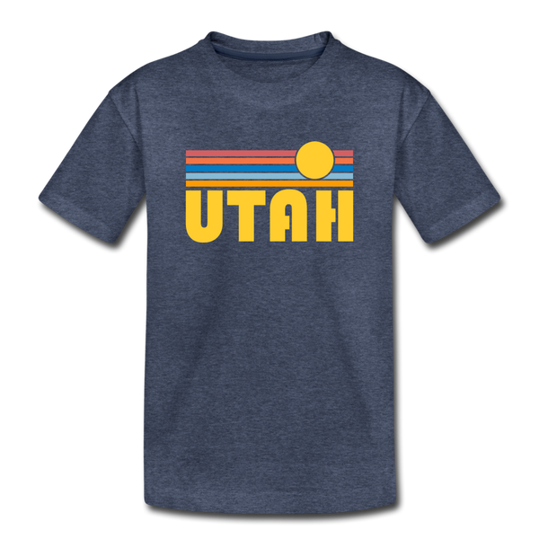 Utah Toddler T-Shirt - Retro Sun Utah Toddler Tee - heather blue