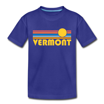 Vermont Toddler T-Shirt - Retro Sun Vermont Toddler Tee - royal blue