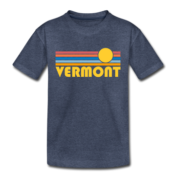 Vermont Toddler T-Shirt - Retro Sun Vermont Toddler Tee - heather blue