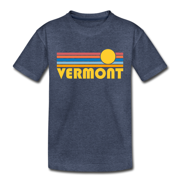 Vermont Toddler T-Shirt - Retro Sun Vermont Toddler Tee - heather blue