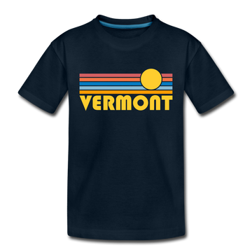 Vermont Toddler T-Shirt - Retro Sun Vermont Toddler Tee - deep navy