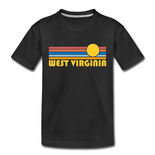 West Virginia Toddler T-Shirt - Retro Sun West Virginia Toddler Tee - black