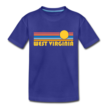 West Virginia Toddler T-Shirt - Retro Sun West Virginia Toddler Tee - royal blue
