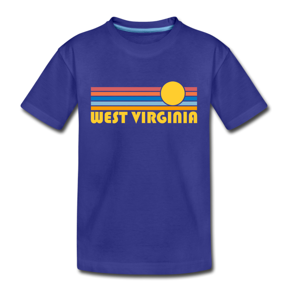 West Virginia Toddler T-Shirt - Retro Sun West Virginia Toddler Tee - royal blue