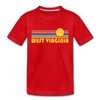 West Virginia Toddler T-Shirt - Retro Sun West Virginia Toddler Tee - red