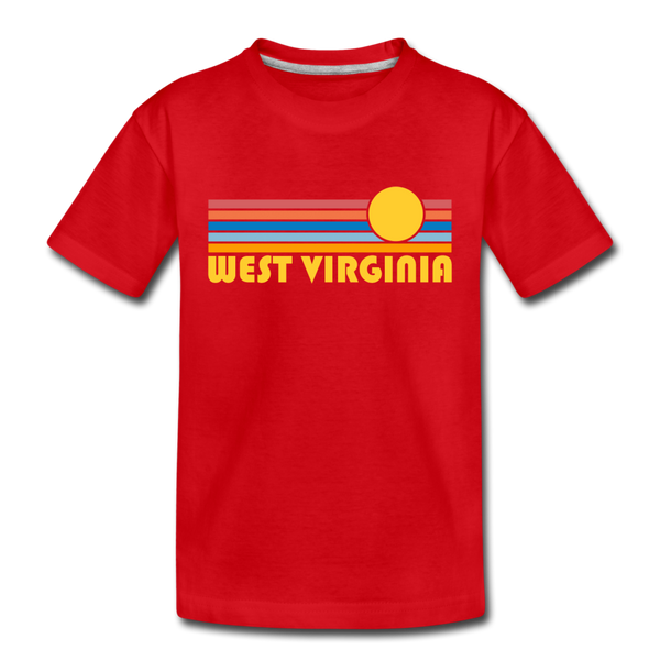 West Virginia Toddler T-Shirt - Retro Sun West Virginia Toddler Tee - red