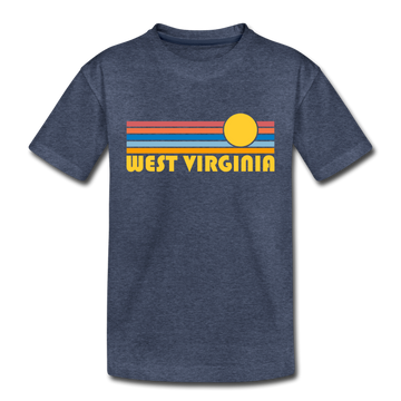 West Virginia Toddler T-Shirt - Retro Sun West Virginia Toddler Tee - heather blue