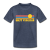 West Virginia Toddler T-Shirt - Retro Sun West Virginia Toddler Tee - heather blue