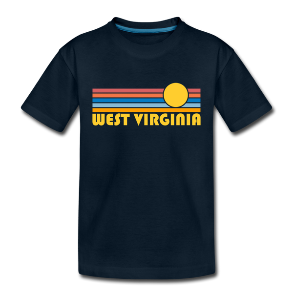West Virginia Toddler T-Shirt - Retro Sun West Virginia Toddler Tee - deep navy