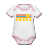 Asheville, North Carolina Baby Bodysuit - Organic Retro Sun Asheville Baby Bodysuit - white/pink