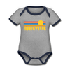 Asheville, North Carolina Baby Bodysuit - Organic Retro Sun Asheville Baby Bodysuit