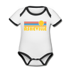 Asheville, North Carolina Baby Bodysuit - Organic Retro Sun Asheville Baby Bodysuit - white/black