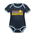 Asheville, North Carolina Baby Bodysuit - Organic Retro Sun Asheville Baby Bodysuit - navy/sky