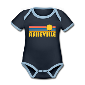 Asheville, North Carolina Baby Bodysuit - Organic Retro Sun Asheville Baby Bodysuit