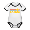 Boston, Massachusetts Baby Bodysuit - Organic Retro Sun Boston Baby Bodysuit - white/black