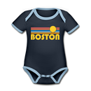 Boston, Massachusetts Baby Bodysuit - Organic Retro Sun Boston Baby Bodysuit - navy/sky