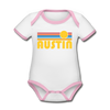 Austin, Texas Baby Bodysuit - Organic Retro Sun Austin Baby Bodysuit - white/pink