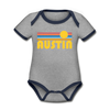 Austin, Texas Baby Bodysuit - Organic Retro Sun Austin Baby Bodysuit - heather gray/navy