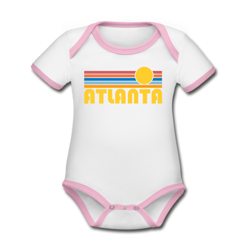 Atlanta, Georgia Baby Bodysuit - Organic Retro Sun Atlanta Baby Bodysuit - white/pink