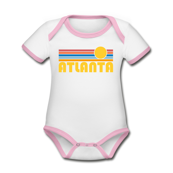 Atlanta, Georgia Baby Bodysuit - Organic Retro Sun Atlanta Baby Bodysuit - white/pink