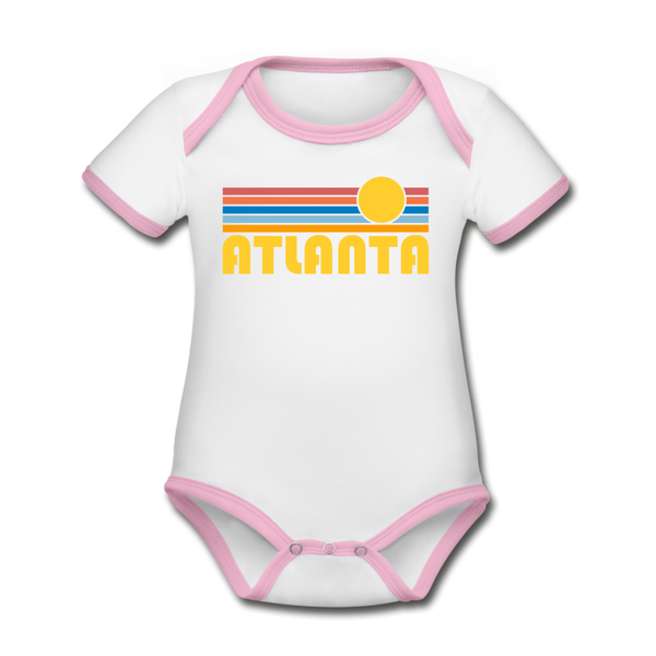 Atlanta, Georgia Baby Bodysuit - Organic Retro Sun Atlanta Baby Bodysuit - white/pink