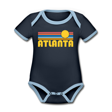 Atlanta, Georgia Baby Bodysuit - Organic Retro Sun Atlanta Baby Bodysuit - navy/sky
