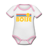 Boise, Idaho Baby Bodysuit - Organic Retro Sun Boise Baby Bodysuit - white/pink