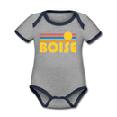 Boise, Idaho Baby Bodysuit - Organic Retro Sun Boise Baby Bodysuit - heather gray/navy