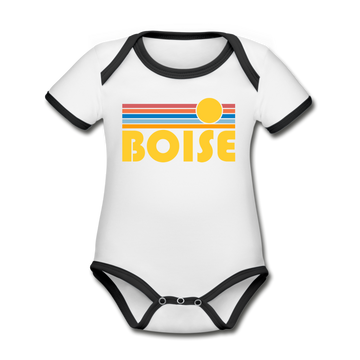 Boise, Idaho Baby Bodysuit - Organic Retro Sun Boise Baby Bodysuit - white/black