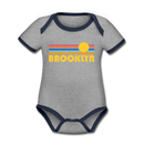 Brooklyn, New York Baby Bodysuit - Organic Retro Sun Brooklyn Baby Bodysuit - heather gray/navy