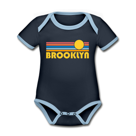 Brooklyn, New York Baby Bodysuit - Organic Retro Sun Brooklyn Baby Bodysuit